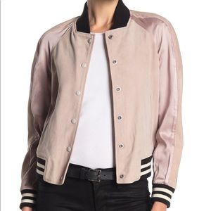 HP🛍 All Saints Gresley Bomber Suede Satin Jacket